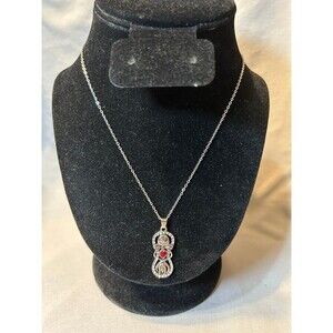 Silver Tone and Rhinestone Halloween Pendant Necklace